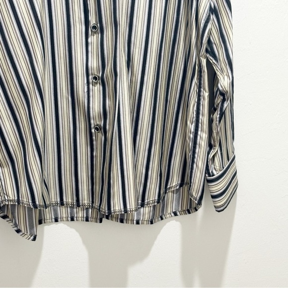 TOMMY BAHAMA Men’s Gray Black Vertical Stripe Long Sleeve 100% Silk Shirt Sz XL - Picture 5 of 10